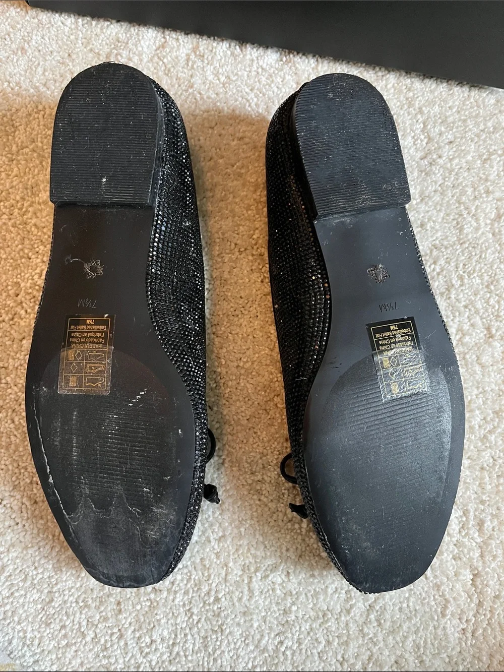 White House Black Market Black Sparkle Bow Ballet Flats